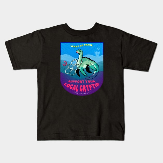 Loch Ness Monster - Support Your Local Cryptid Kids T-Shirt by Marzipan Art